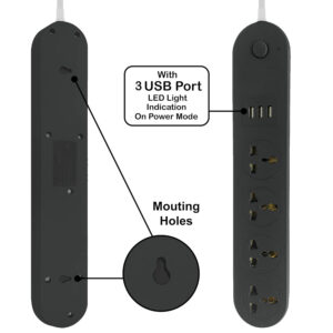 4 Socket and 3 USB Fast Charging Ports