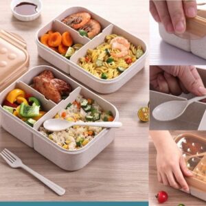 Lunch Box 3 Compartment with Spoon Home & Kitchen