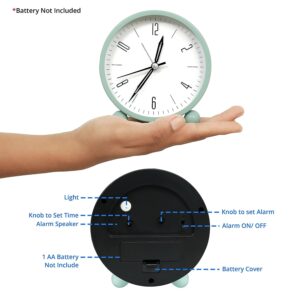 Round Silent Analog Desk Clock blue