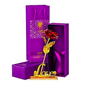 RED GOLDEN ROSE WITH STAND