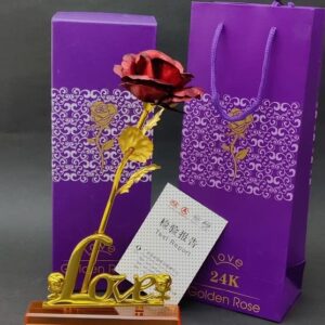 RED GOLDEN ROSE WITH STAND