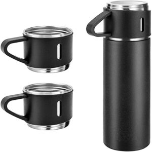 Steel Vacuum Flask Set with 3 Steel Cups Combo