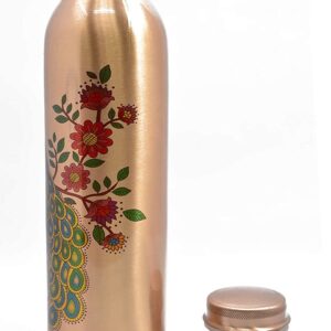 peacock printed copper bottle (1 PCS)