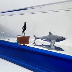 Car Interior Decoration Floating Water Men And Shark