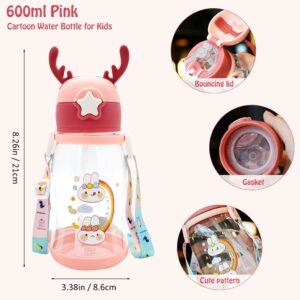 Cartoon Water Bottle with Straw