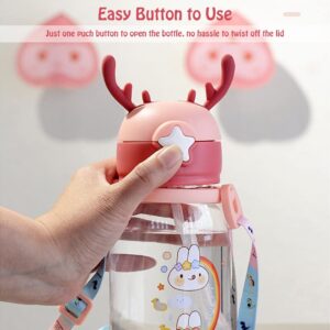 Cartoon Water Bottle with Straw