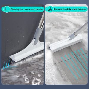 White Bathroom Cleaning Brush with Wiper 2 in 1 Tiles Cleaning Brush