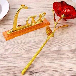 RED GOLDEN ROSE WITH STAND