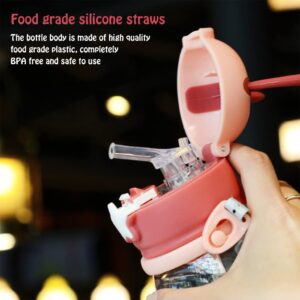 Cartoon Water Bottle with Straw