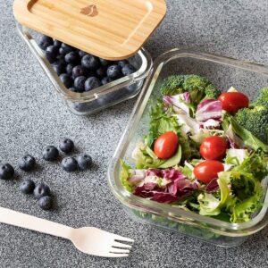 Rectangle Glass Lunch Box Set Of 3 WOODEN LID