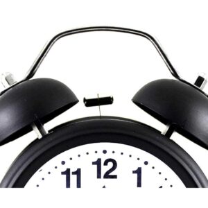 TWIN BELL ALARM CLOCK BLACK WHITE