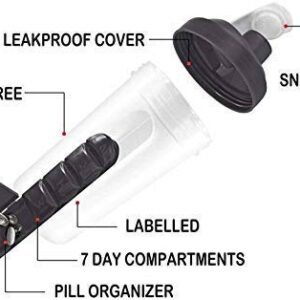 Pill Box Organizer with Water Bottle Protein Shaker