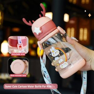Cartoon Water Bottle with Straw