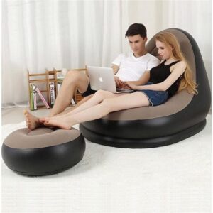 Inflatable Lounge Chair for Adults Flocking Air Couch Sofa
