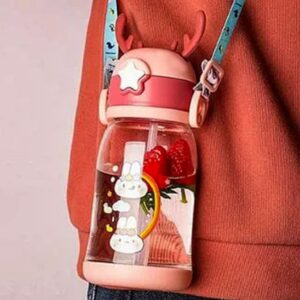 Cartoon Water Bottle with Straw