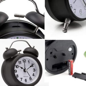 TWIN BELL ALARM CLOCK BLACK WHITE