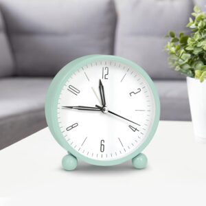 Round Silent Analog Desk Clock blue