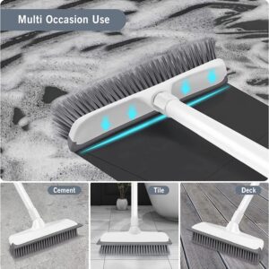 White Bathroom Cleaning Brush with Wiper 2 in 1 Tiles Cleaning Brush