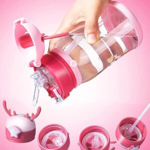 Cartoon Water Bottle with Straw