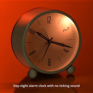 Round Silent Analog Desk Clock blue